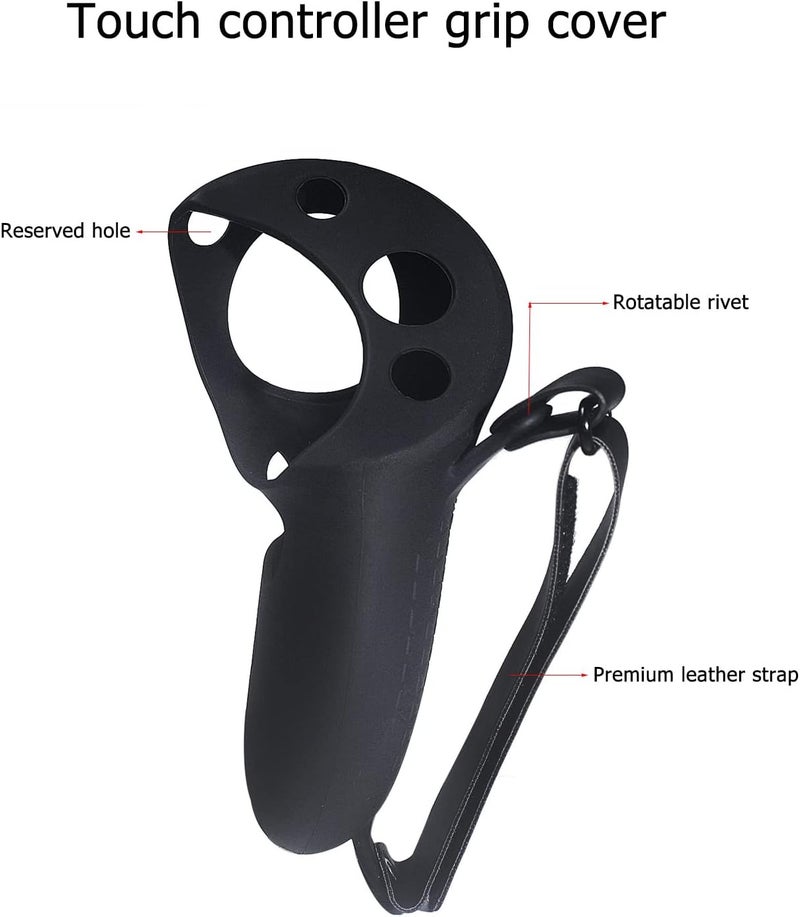 Hounyoln Silicone Grip Cover for Meta Quest Pro, Protector Cover Compatible with Meta Quest Pro Accessories Touch Controller Grips with Knuckle Straps (Black) - Image 3